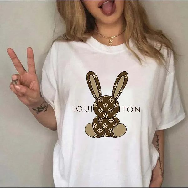 Cartoon Luxury Printed Plus Size T-Shirt for Women