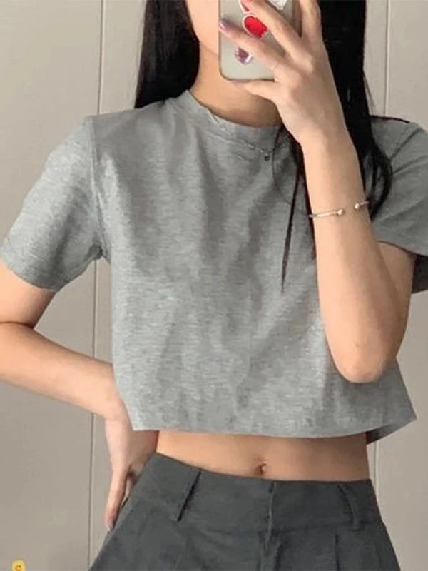 Cropped Solid T-Shirt for Women