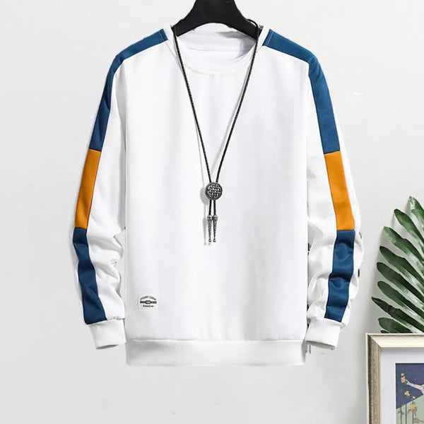 Cozy Loose Fit Contrast Color Sweatshirt for Men